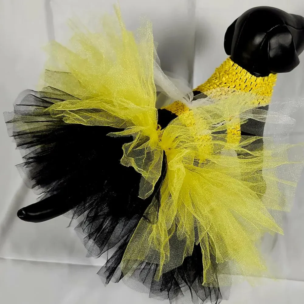 Handmade Bumblebee Pet Tutu Dress – Small Dog Costume NWT Yellow/Black